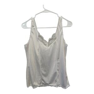 Vintage Y2K Cream Lace Trim Camisole Slip Size Medium